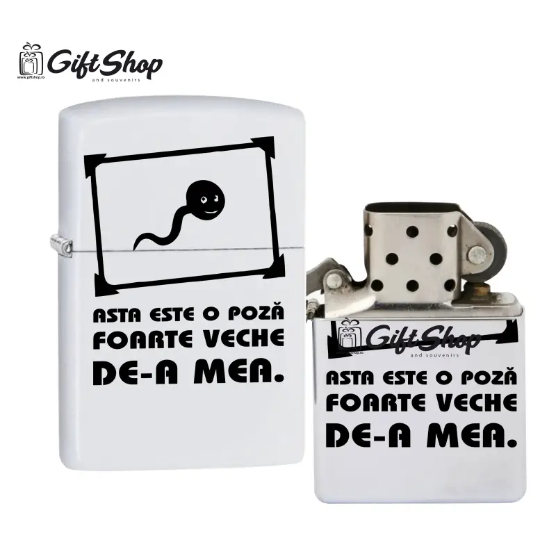 Asta este o poza veche , bricheta metalica gravata laser cu mesajv